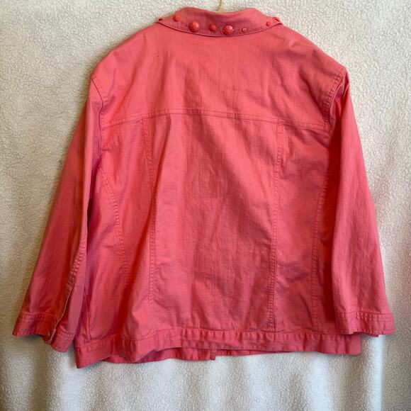 Ruby Rd pink hand beaded button front long sleeve shirt with pockets - Picture 5 of 5